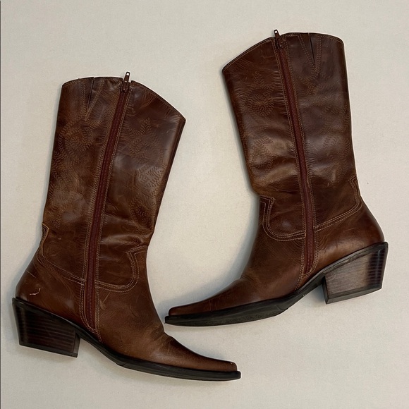 MATISSE BROWN LEATHER WESTERN EMBOSSED COWGIRL BOOTS SIZE 10 - Picture 3 of 16